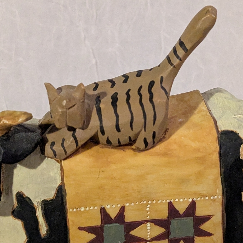 WilliRaye Studio Cow & Cat Figurine Wheels Pull Toy Rustic Farm Country Decor - Picture 5 of 13